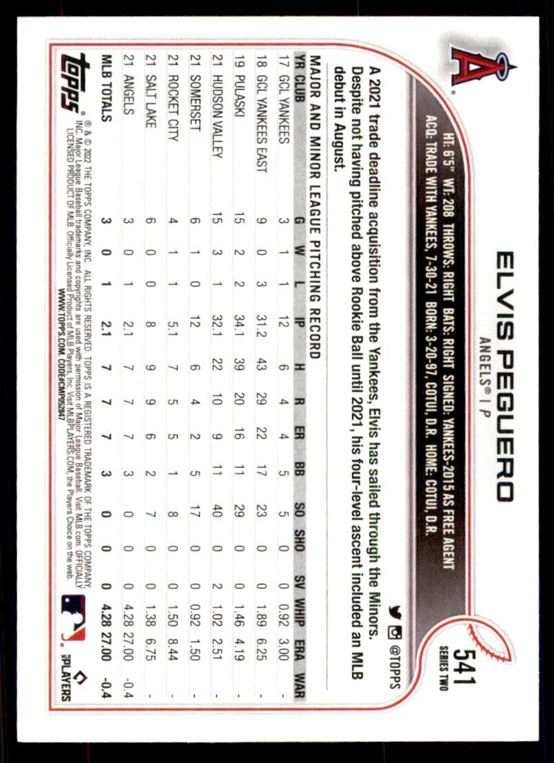 2022 TOPPS* ELVIS PEGUERO LOS ANGELES ANGELS #541