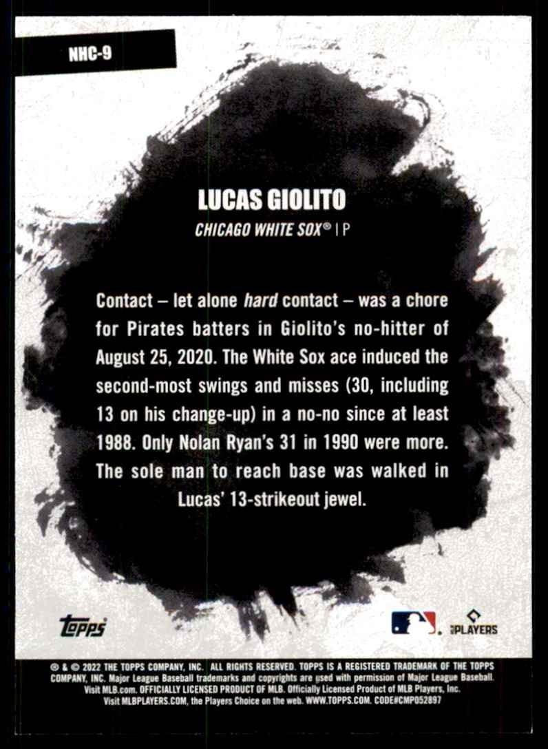2022 TOPPS*. LUCAS GIOLITO CHICAGO WHITE SOX #NHC-9