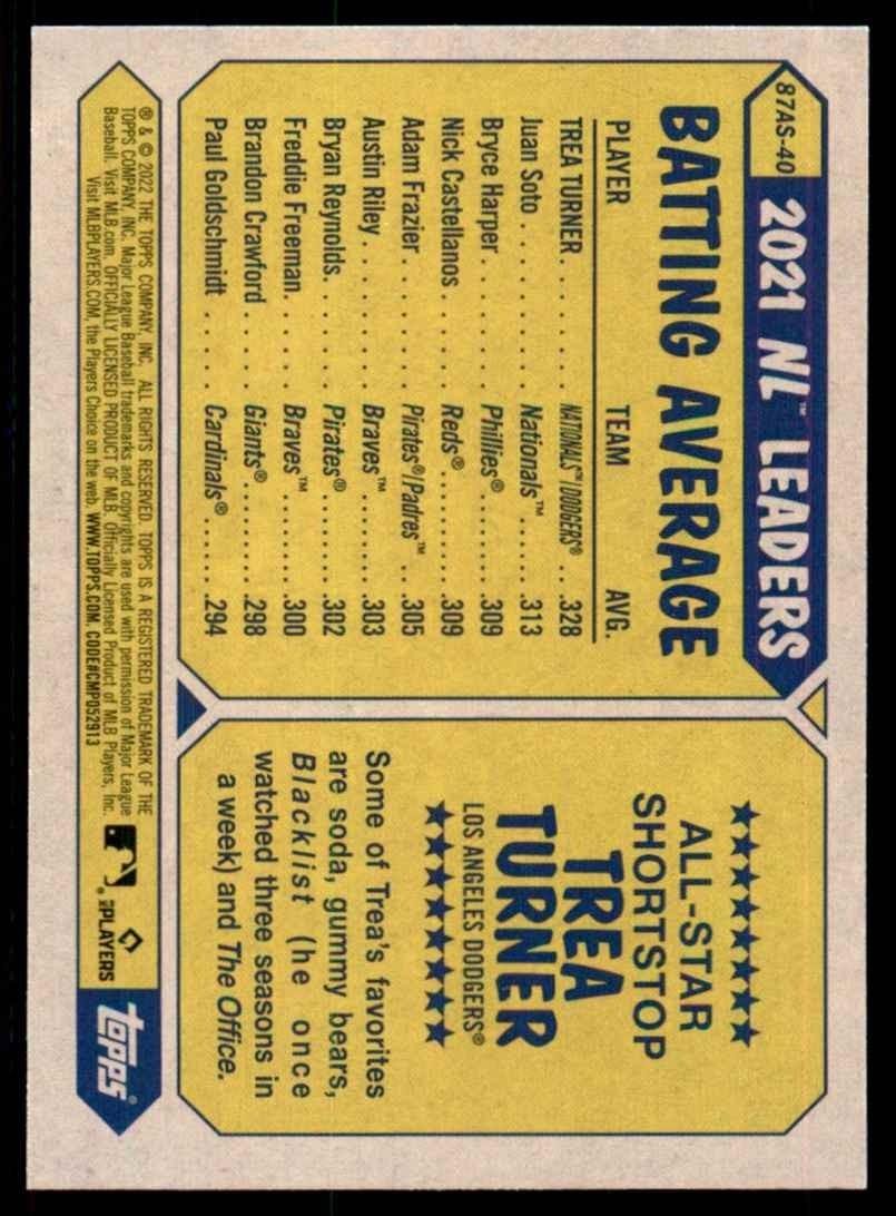 2022 TOPPS* TREA TURNER WASHINGTON NATIONALS #87AS-40