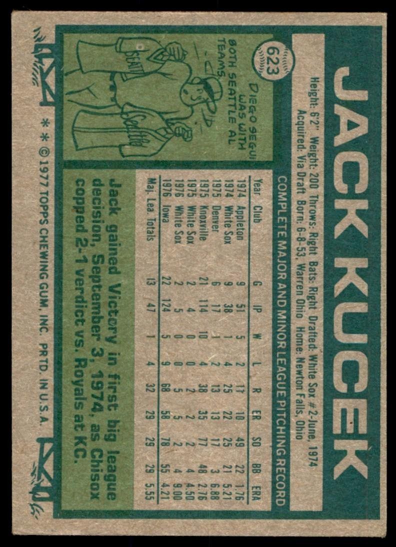 1977 TOPPS JACK KUCEK CHICAGO WHITE SOX. #623