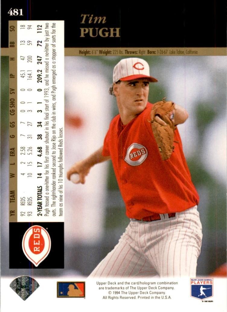 1994 UPPER DECK TIM PUGH CINCINNATI REDS #481