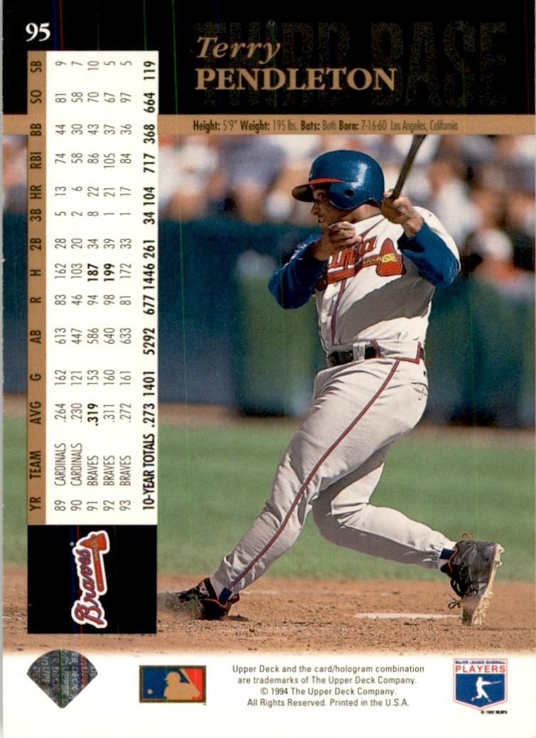 1994 UPPER DECK* TERRY PENDLETON ATLANTA BRAVES #95