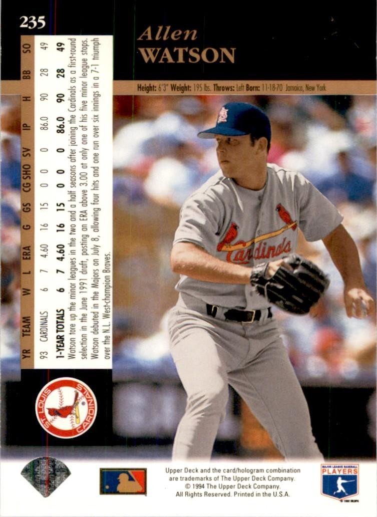 1994 UPPER DECK* ALLEN WATSON ST. LOUIS CARDINALS #235