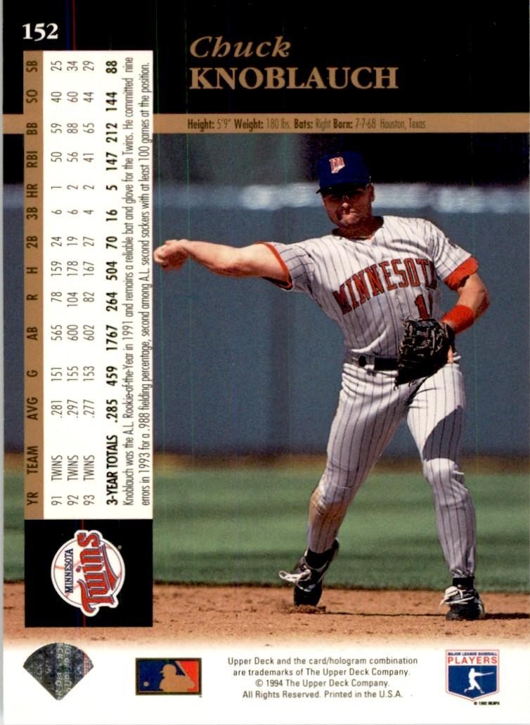 1994 UPPER DECK* CHUCK KNOBLAUCH MINNESOTA TWINS #147