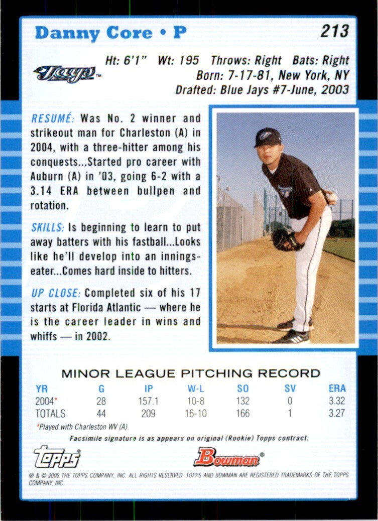 2005 BOWMAN DANNY CORE TORONTO BLUE JAYS #213