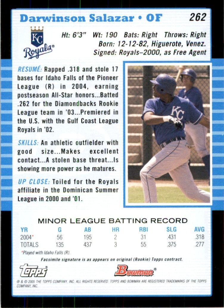2005 BOWMAN DARWINSON SALAZAR KANSAS CITY ROYALS #262