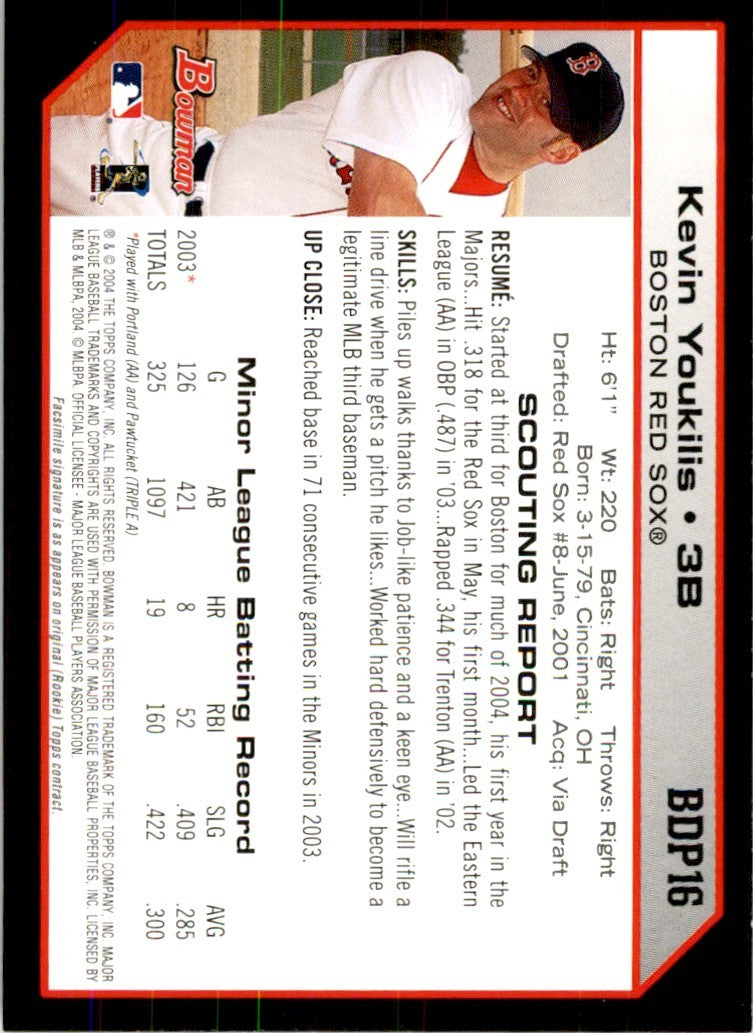 2004 BOWMAN KEVIN YOUKILIS BOSTON RED SOX #BDP16