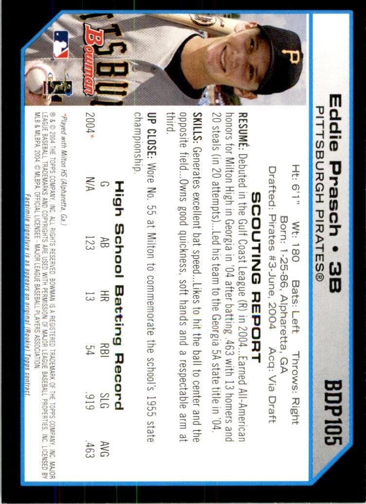 2004 BOWMAN EDDIE PRASCH PITTSBURGH PIRATES #BDP105