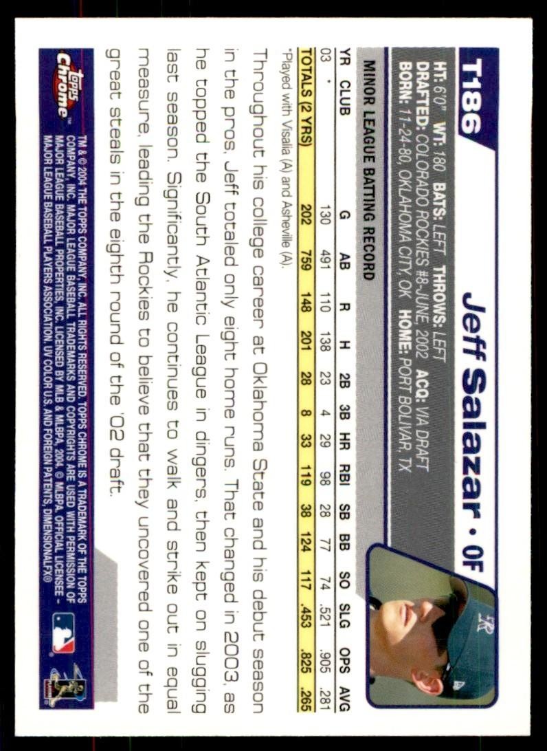 2004 Topps Chrome Traded Jeff Salazar Colorado Rockies #T186