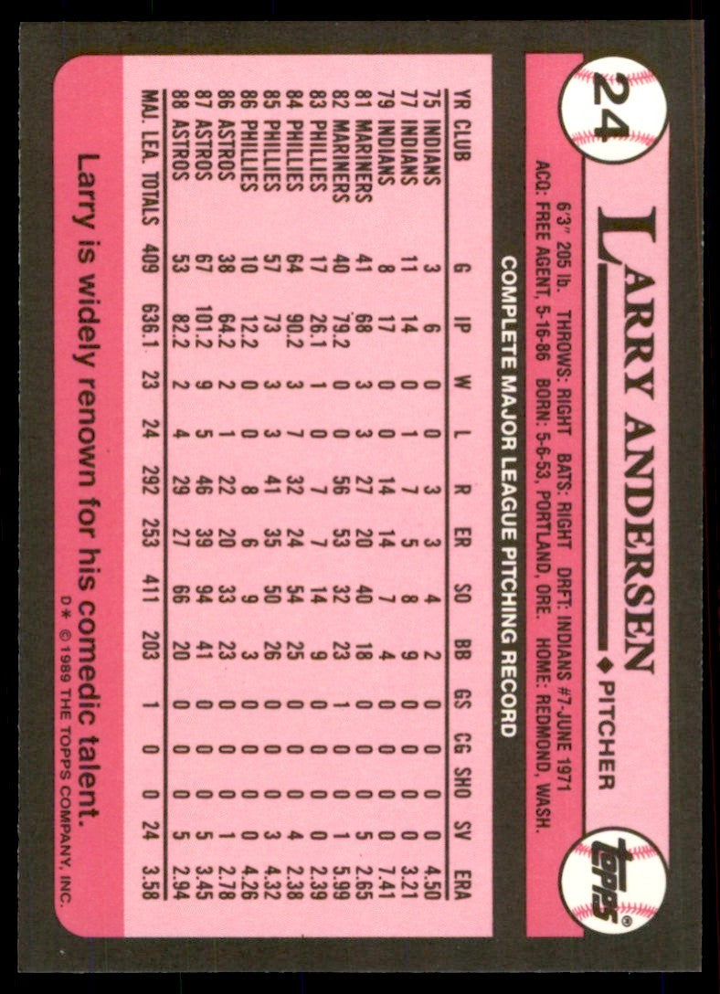 1989 Topps Tiffany Larry Andersen Houston Astros #24