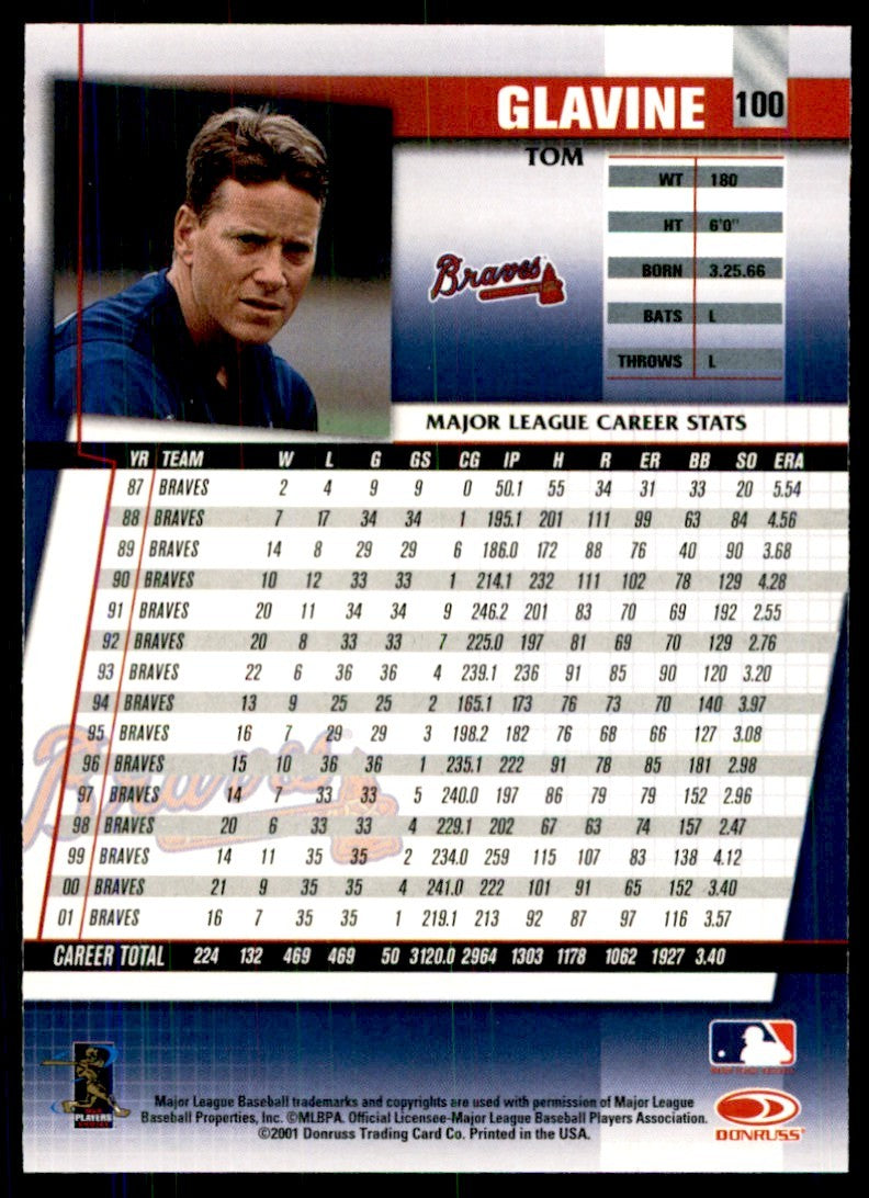 2002 DONRUSS FAN CLUB TOM GLAVINE ATLANTA BRAVES #100