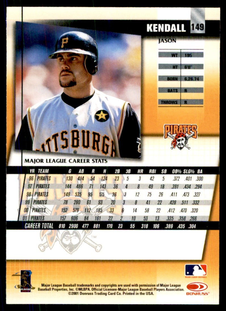 2002 DONRUSS FAN CLUB JASON KENDALL PITTSBURGH PIRATES #149