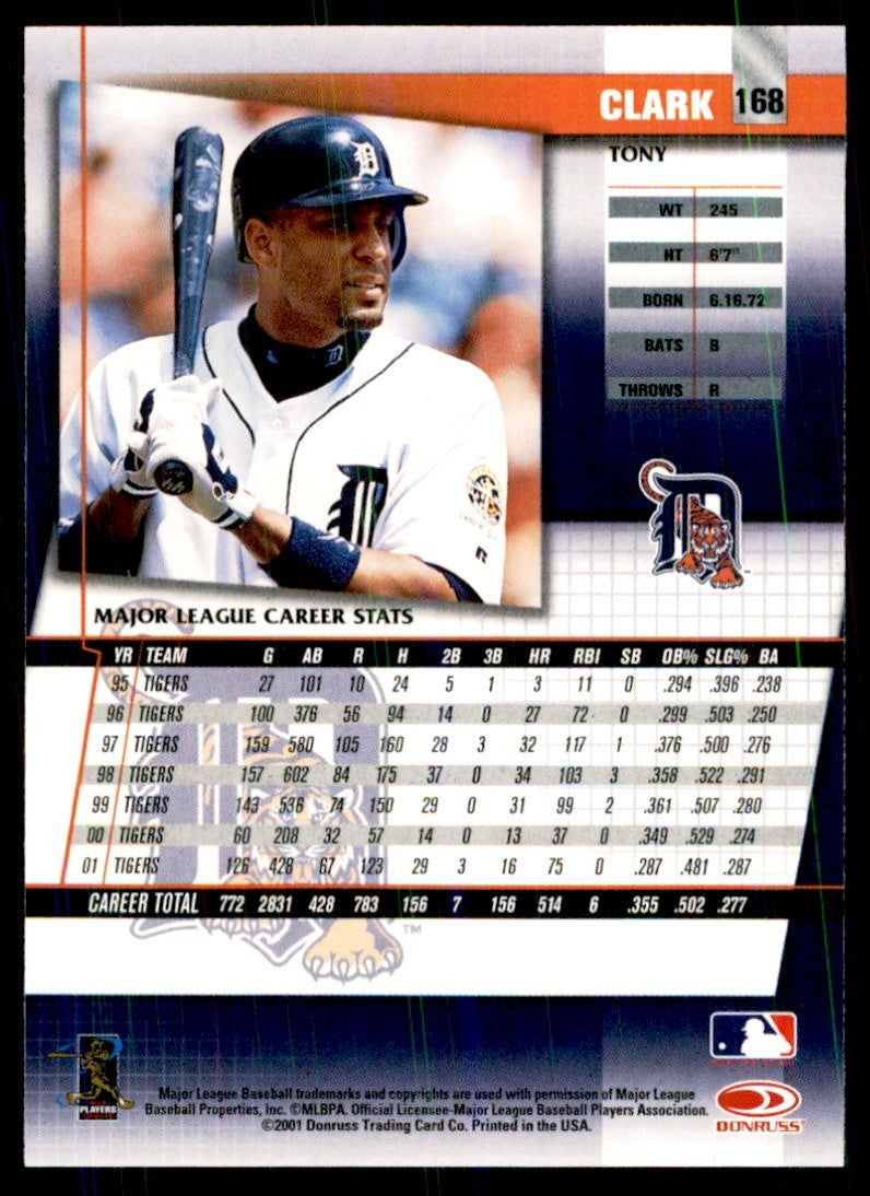 2002 DONRUSS FAN CLUB TONY CLARK DETROIT TIGERS #168