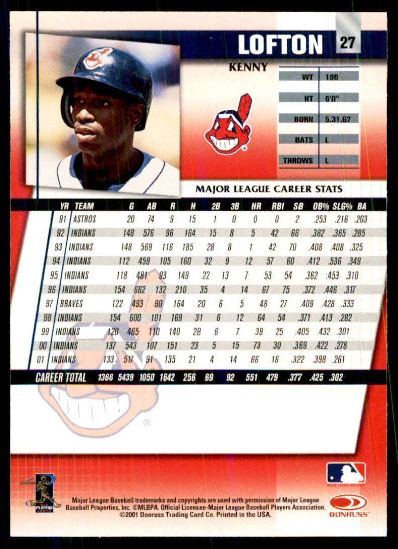 2002 Donruss Fan Club Kenny Lofton Cleveland Indians #27