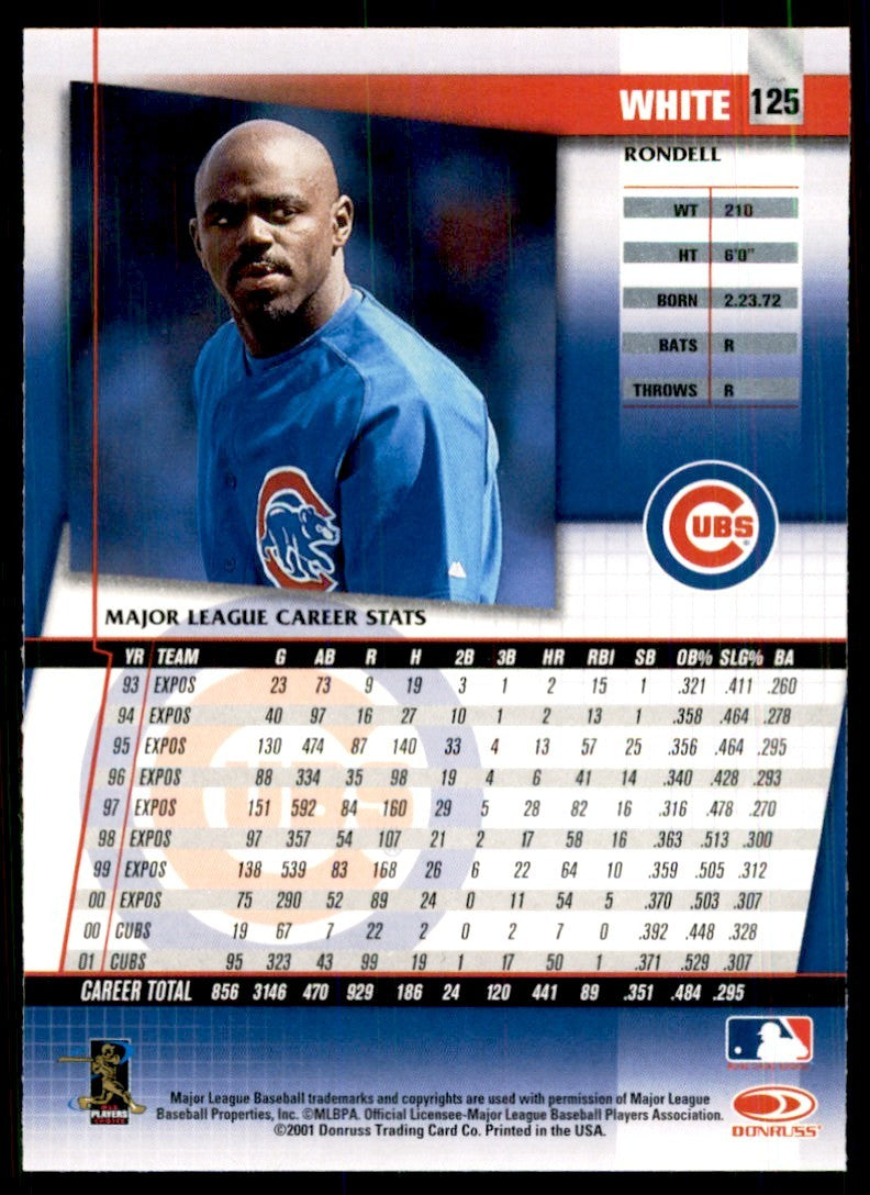 2002 DONRUSS FAN CLUB RONDELL WHITE CHICAGO CUBS #125