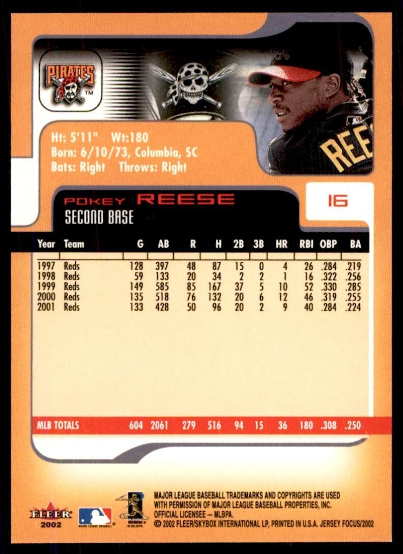 2002 FLEER FOCUS POKEY REESE PITTSBURGH PIRATES #16