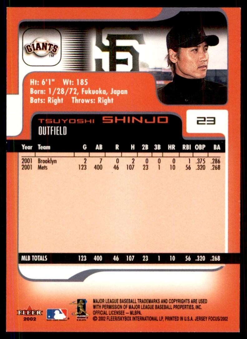 2002 FLEER FOCUS TSUYOSHI SHINJO SAN FRANCISCO GIANTS #23