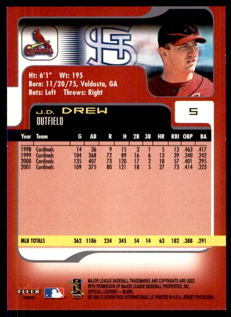 2002 Fleer Focus J.D. Drew  St. Louis Cardinals #5