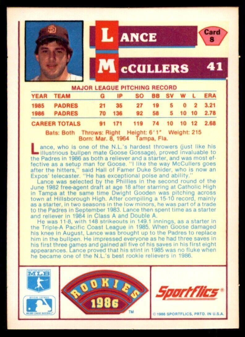 1986 SPORTFLIX LANCE MCCULLERS #8