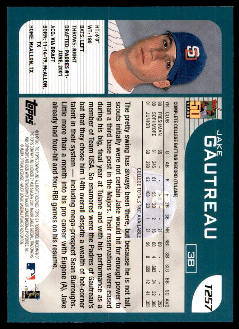 2001 TOPPS TRADED ROOKIES JAKE GAUTREAU SAN DIEGO PADRES #T257