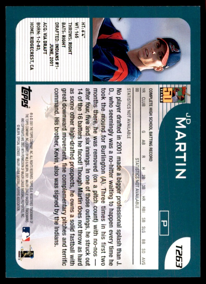 2001 TOPPS TRADED ROOKIES J.D. MARTIN CLEVELAND INDIANS #T263