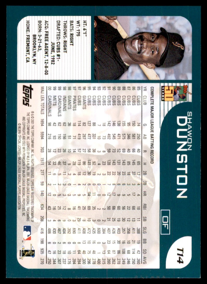 2001 TOPPS TRADED ROOKIES SHAWON DUNSTON SAN FRANCISCO GIANTS #T14