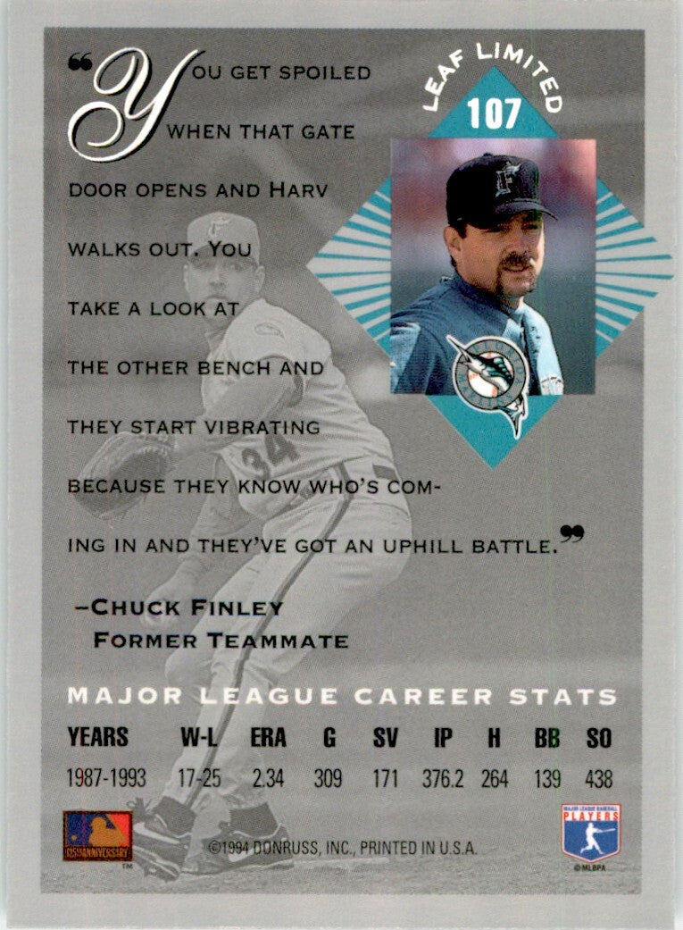 1994 LEAF LIMITED BRYAN HARVEY FLORIDA MARLINS #107