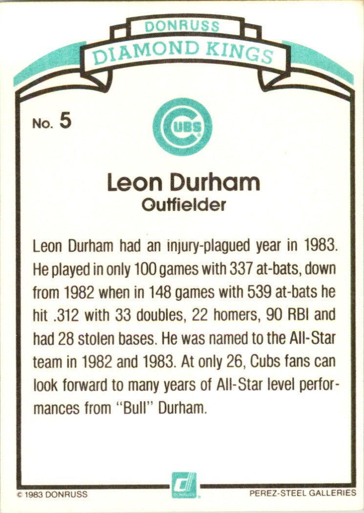 1984 DONRUSS LEON DURHAM CHICAGO CUBS #5