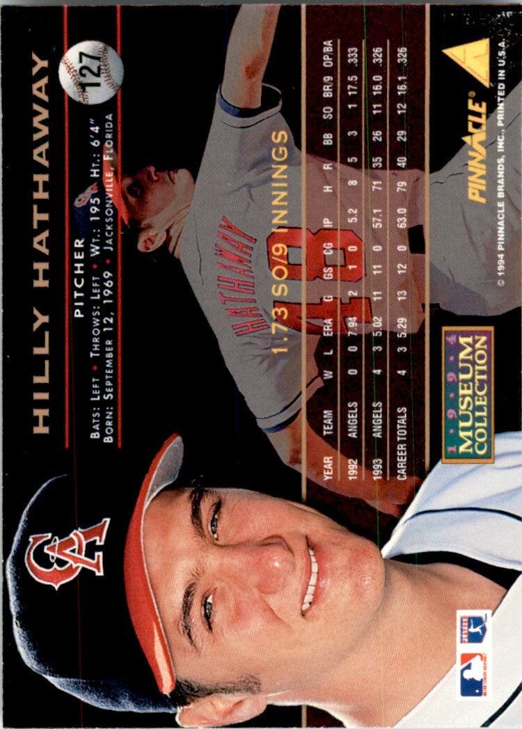 1994 PINNACLE TOPPS MUSEUM COLLECTION HILLY HATHAWAY CALIFORNIA ANGELS #127