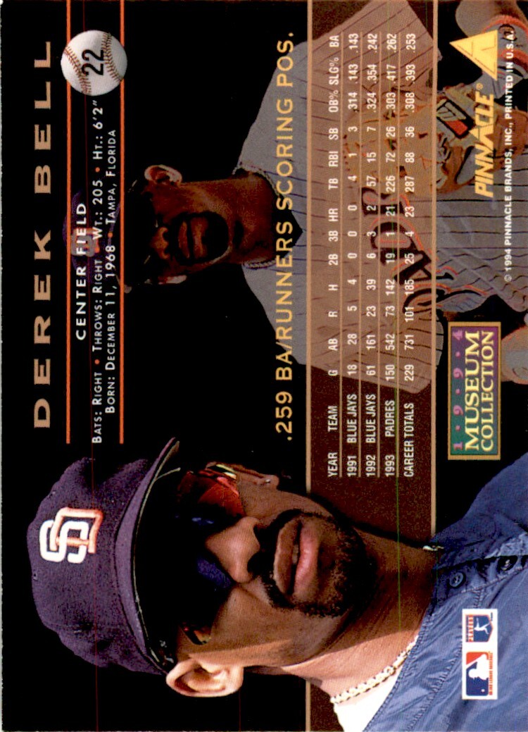 1994 PINNACLE MUSEUM COLLECTION DEREK BELL SAN DIEGO PADRES #22