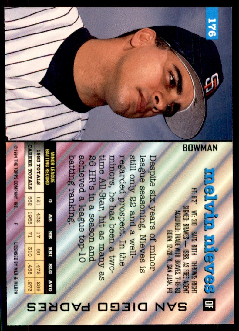 1994 BOWMAN MELVIN NIEVES SAN DIEGO PADRES #176