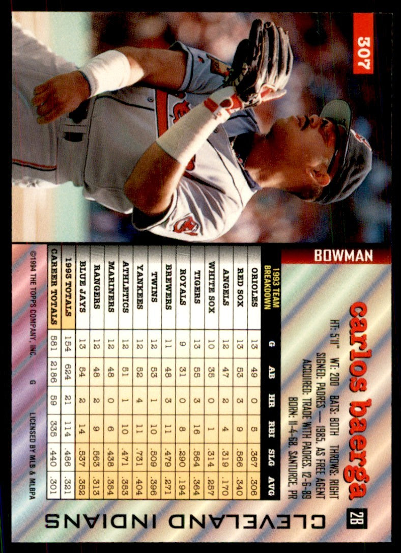1994 BOWMAN CARLOS BAERGA CLEVELAND INDIANS #307