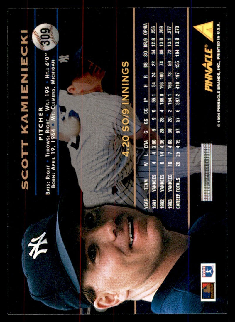 1994 PINNACLE SCOTT KAMIENIECKI NEW YORK YANKEES #309