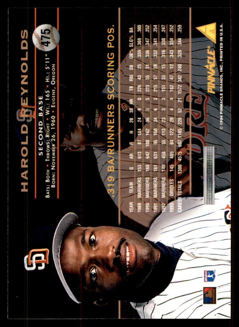 1994 PINNACLE HAROLD REYNOLDS SAN DIEGO PADRES #475