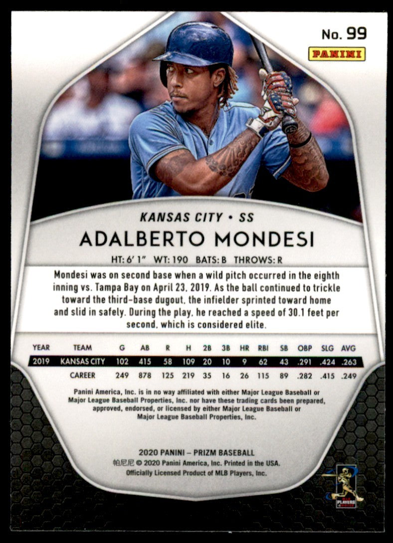 2020 PANINI PRIZM ADALBERTO MONDESI KANSAS CITY ROYALS #99