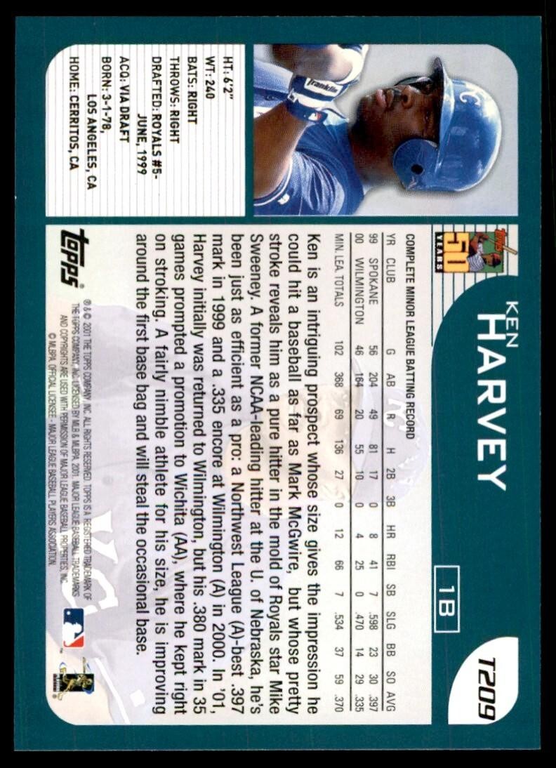 2001 TOPPS TRADED* KEN HARVEY KANSAS CITY ROYALS #T209