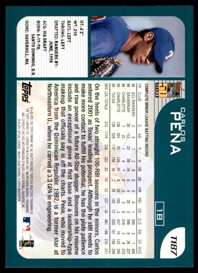 2001 TOPPS TRADED* CARLOS PENA TEXAS RANGERS #T187