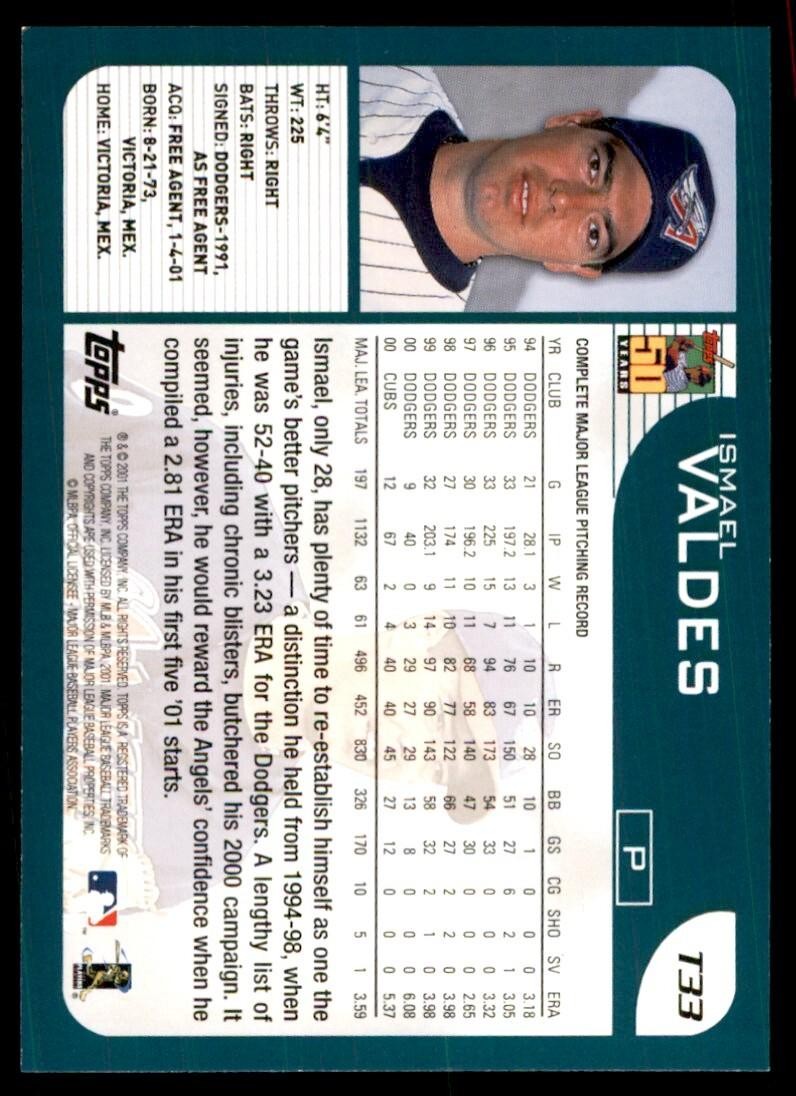 2001 TOPPS TRADED* ISMAEL VALDES ANAHEIM ANGELS #T33