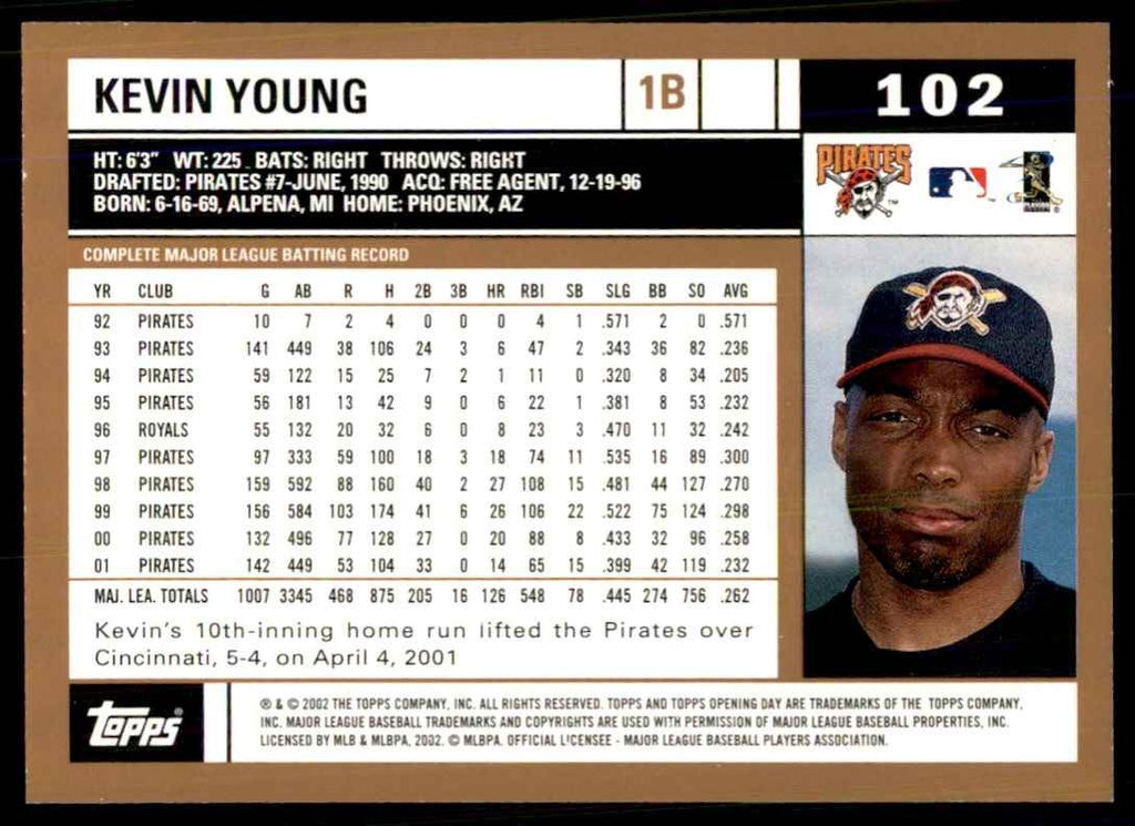 2002 TOPPS OPENING DAY KEVIN YOUNG PITTSBURGH PIRATES #102