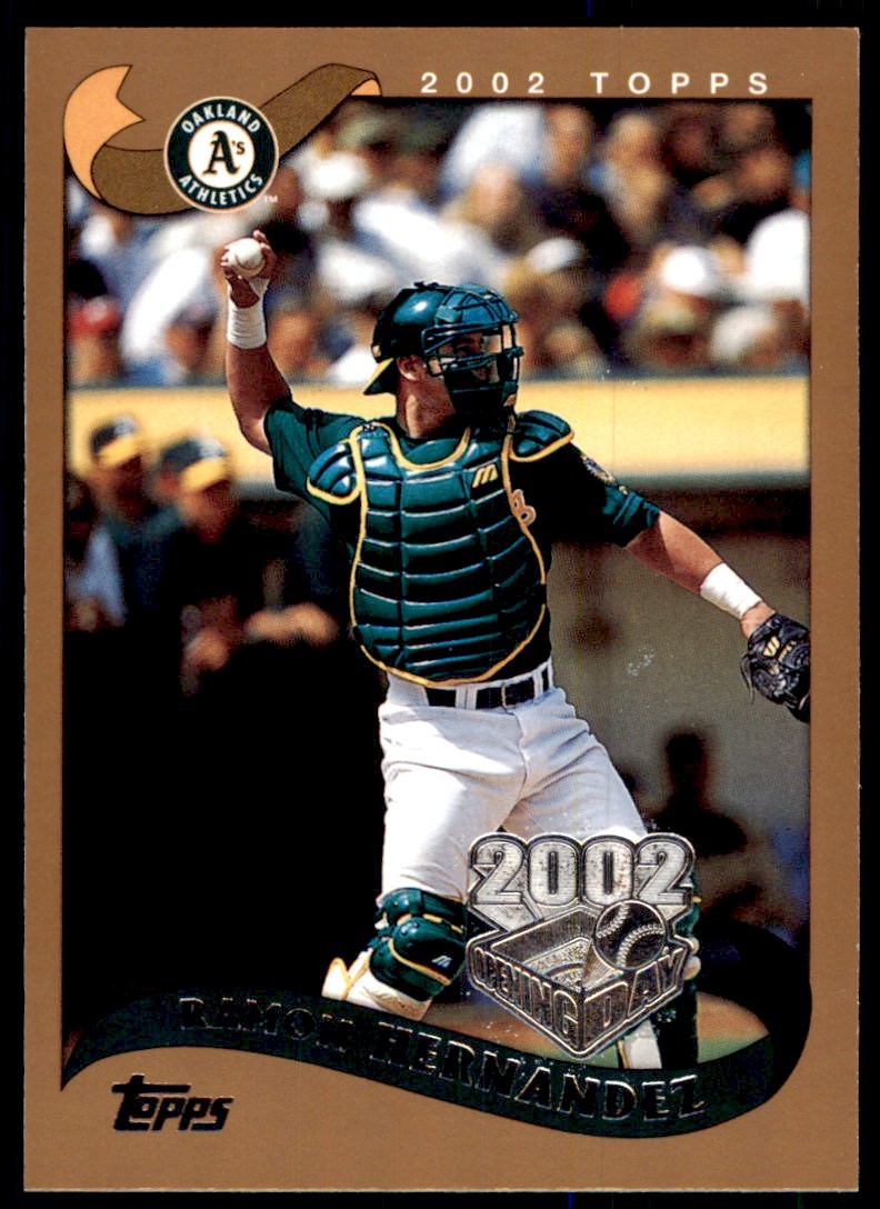 2002 TOPPS OPENING DAY. RAMON HERNANDEZ OAKLAND ATHLETICS #4