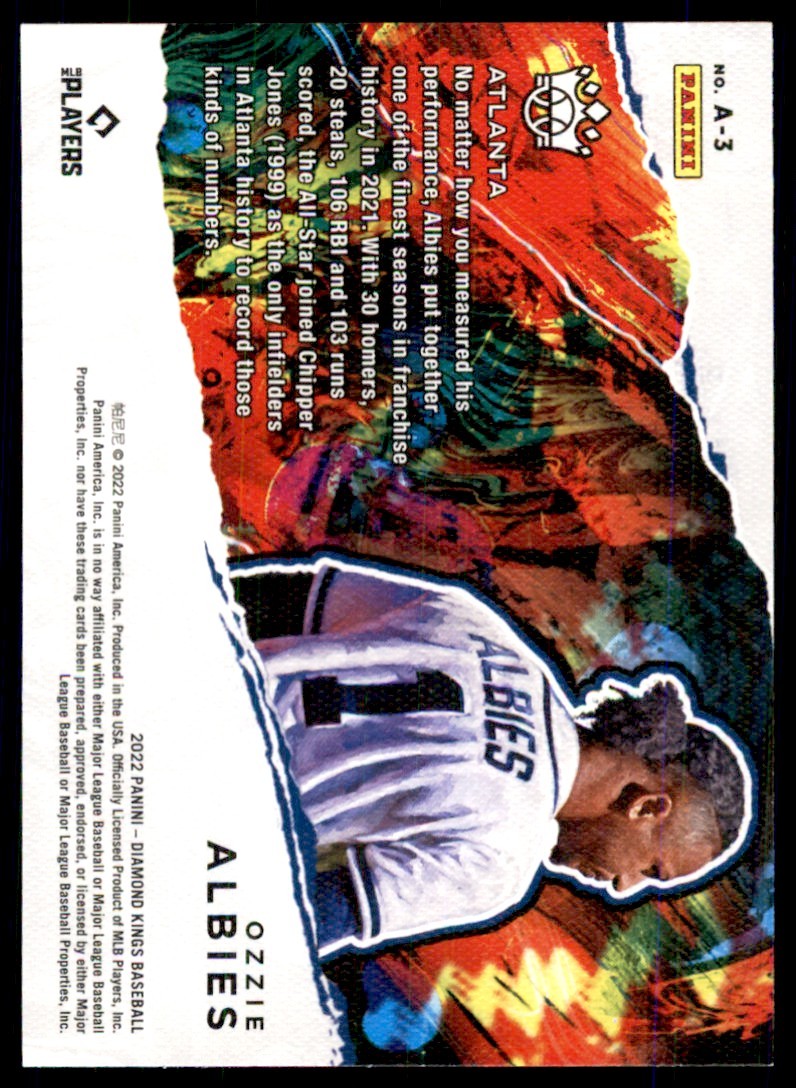 2022 PANINI DIAMOND KINGS OZZIE ALBIES ATLANTA BRAVES #A-3