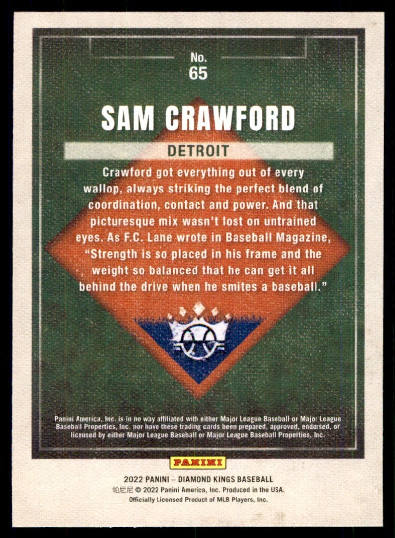 2022 PANINI DIAMOND KINGS SAM CRAWFORD DETROIT TIGERS #65