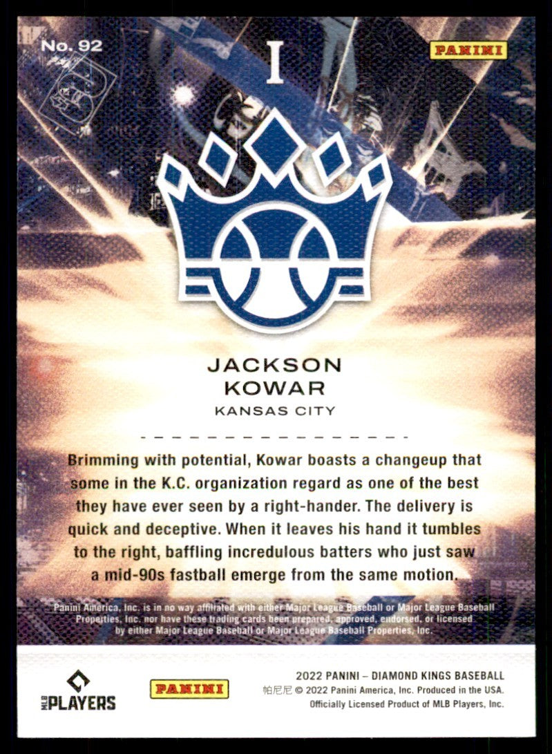 2022 PANINI DIAMOND KINGS BASEBALL JACKSON KOWAR ROOKIE KANSAS CITY ROYALS #92
