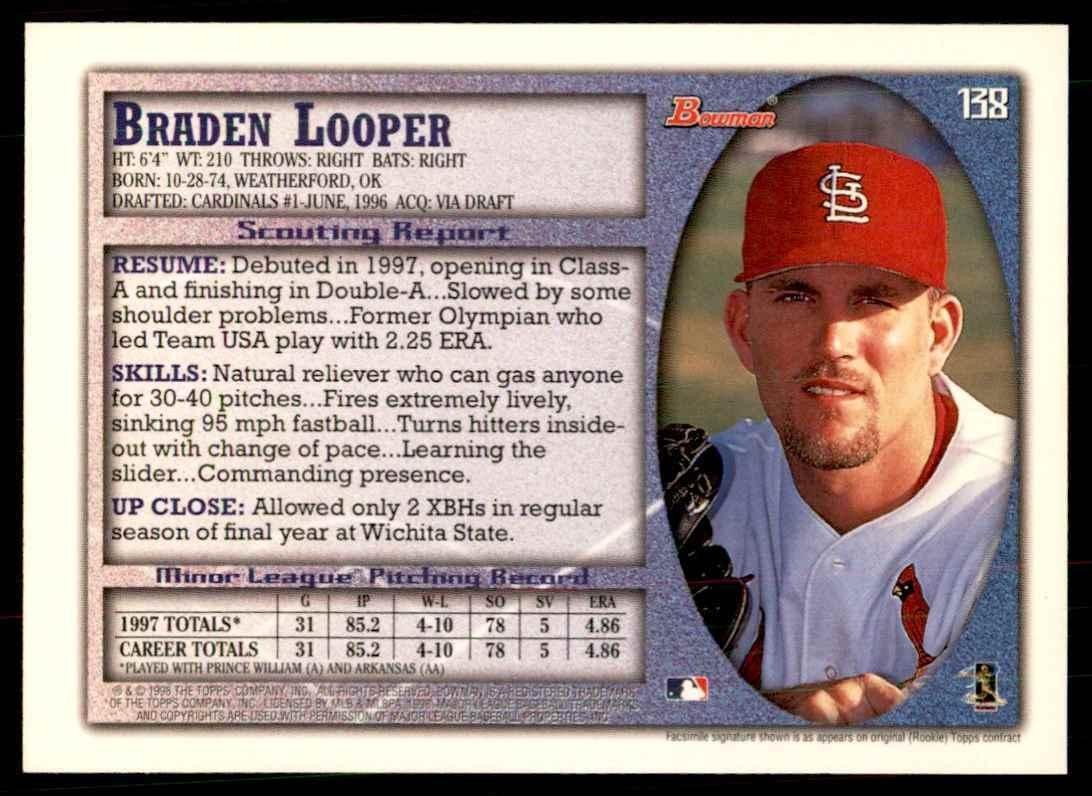 1998 BOWMAN BRADEN LOOPER ST. LOUIS CARDINALS #138