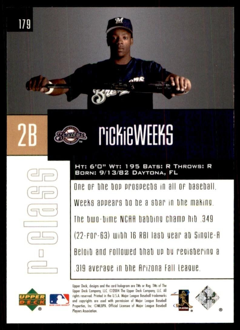 2004 UPPER DECK RICKIE WEEKS MILWAUKEE BREWERS #179