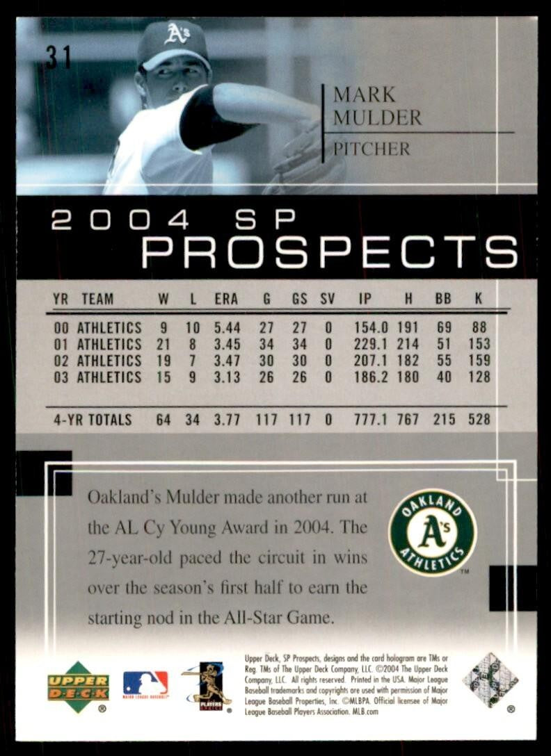 2004 UPPER DECK SP PROSPECTS MARK MULDER OAKLAND ATHLETICS #31
