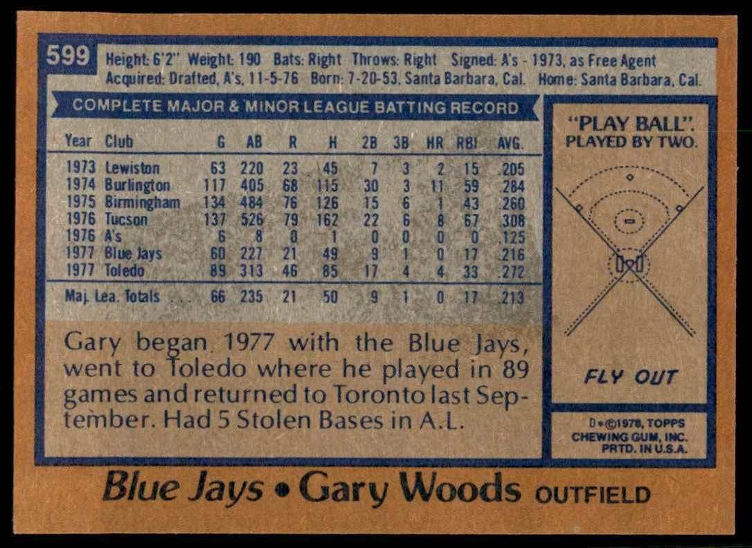 1978 TOPPS GARY WOODS 119 TORONTO BLUE JAYS #599