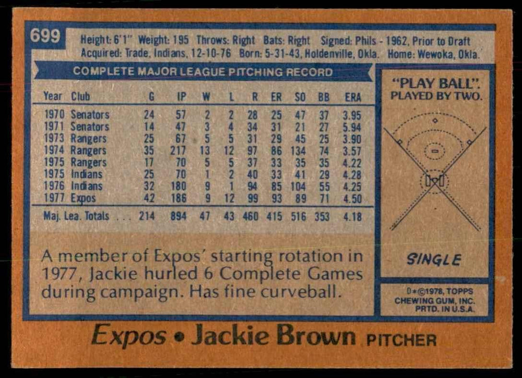 1978 TOPPS JACKIE BROWN 104 MONTREAL EXPOS #699