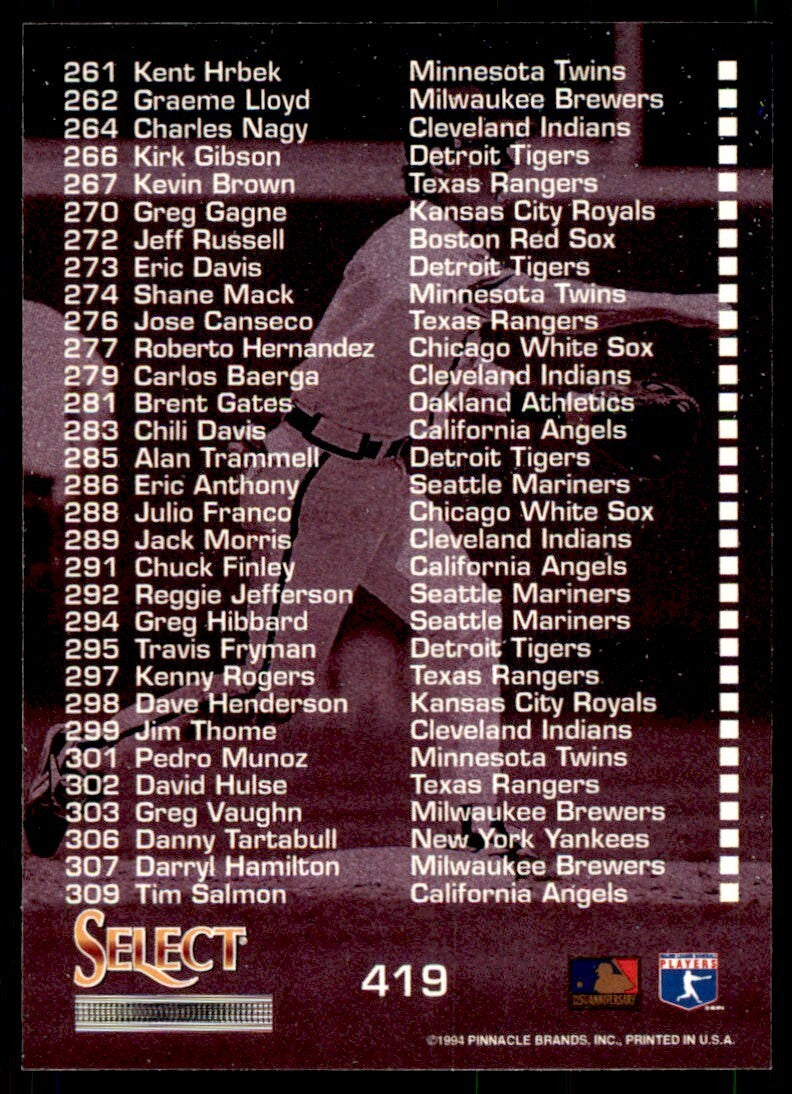 1994 Select checklist 212-309 #419