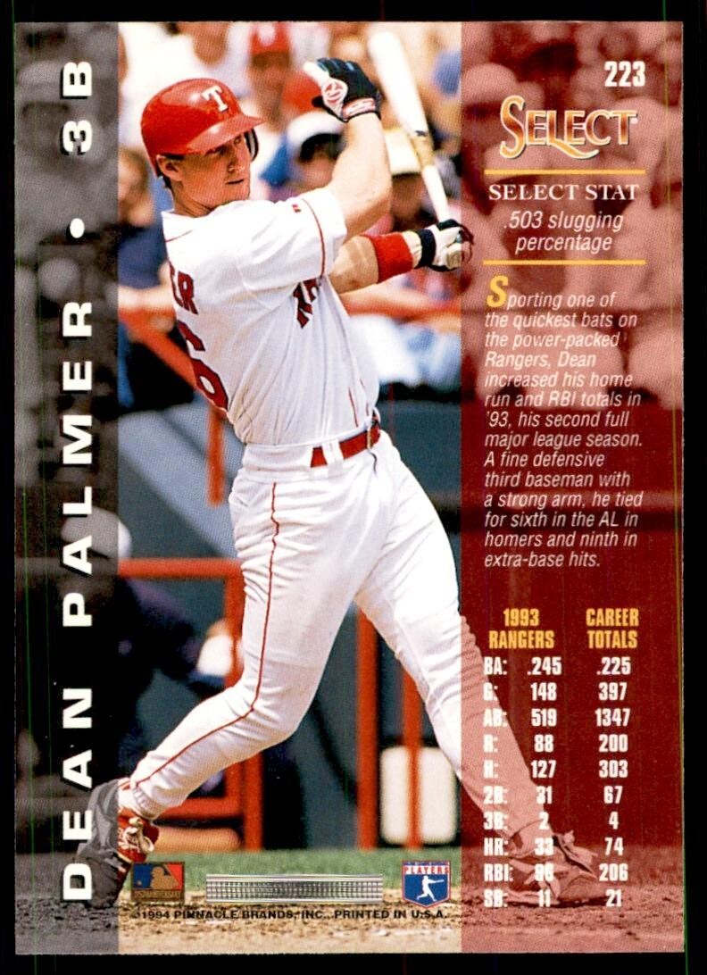 1994 Select Dean Palmer Texas Rangers #223